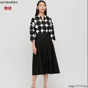 Marimekko Uniqlo Black White Polka Dot Linen Cotton Shirt Size Medium